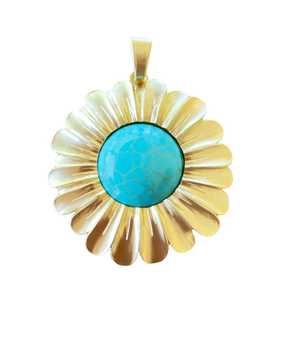 Matte Gold Sunflower Pendant