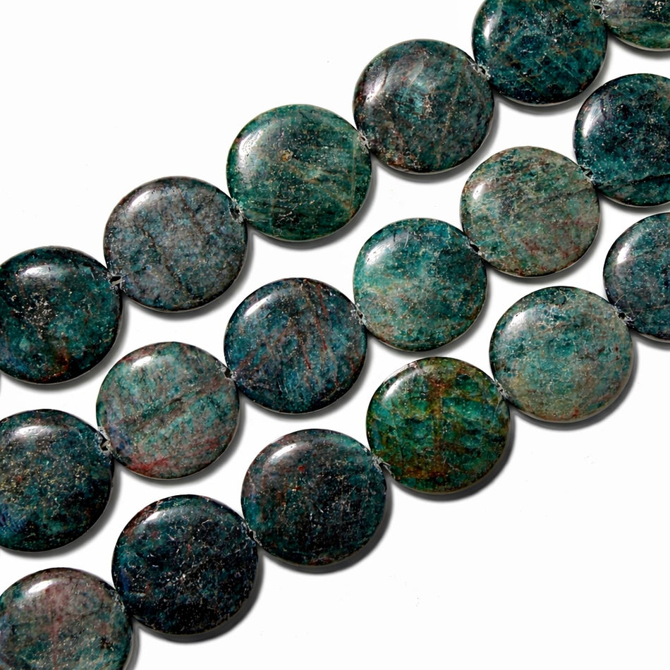 Natural Gemstone Coin Bead 36mm Strand