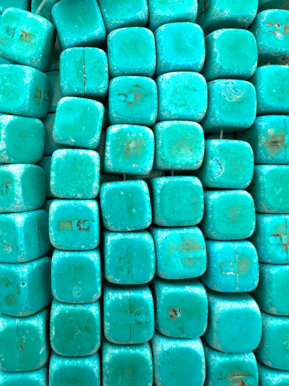 Turquoise Cube Howlite Strand, 18mm