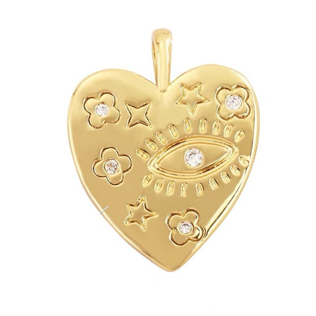 18k Gold-Plated Heart Pendant, 1pc
