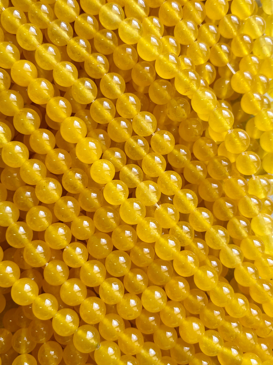 Yellow Round Jade Strand, 8mm