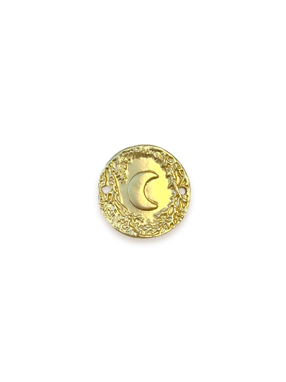 Conector de luna bañado en oro, 1 pieza