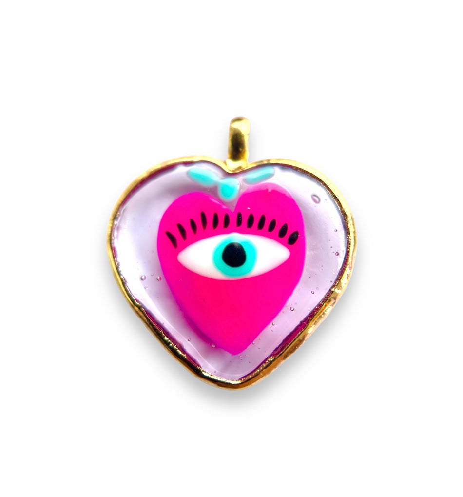 Murano Eye Heart Pendant 30mm, 1pc