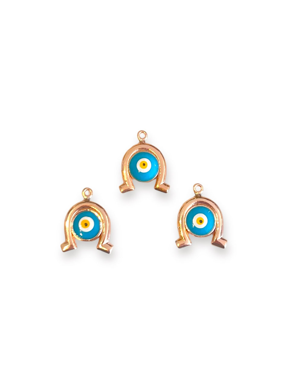 Rose Gold Horseshoe Eye Pendant, 3pcs