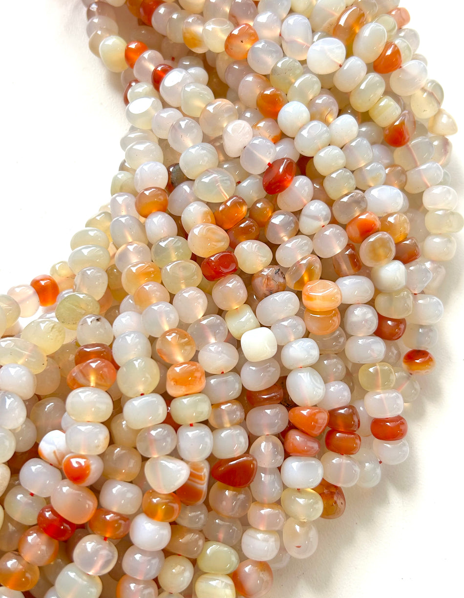 Orange Tones Chip Bead Agate Strand, 10mm