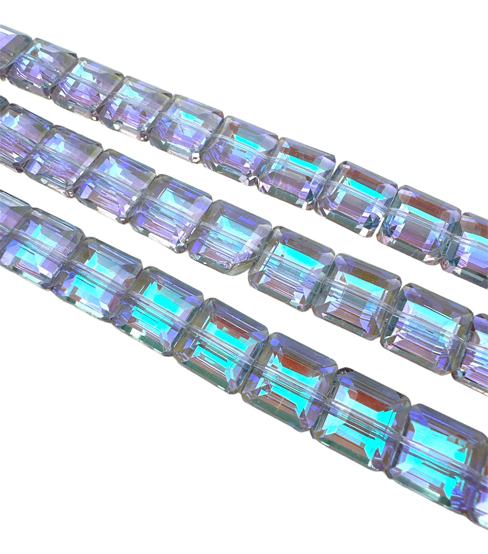 Faceted Purple Tornasol Square Bead Strand