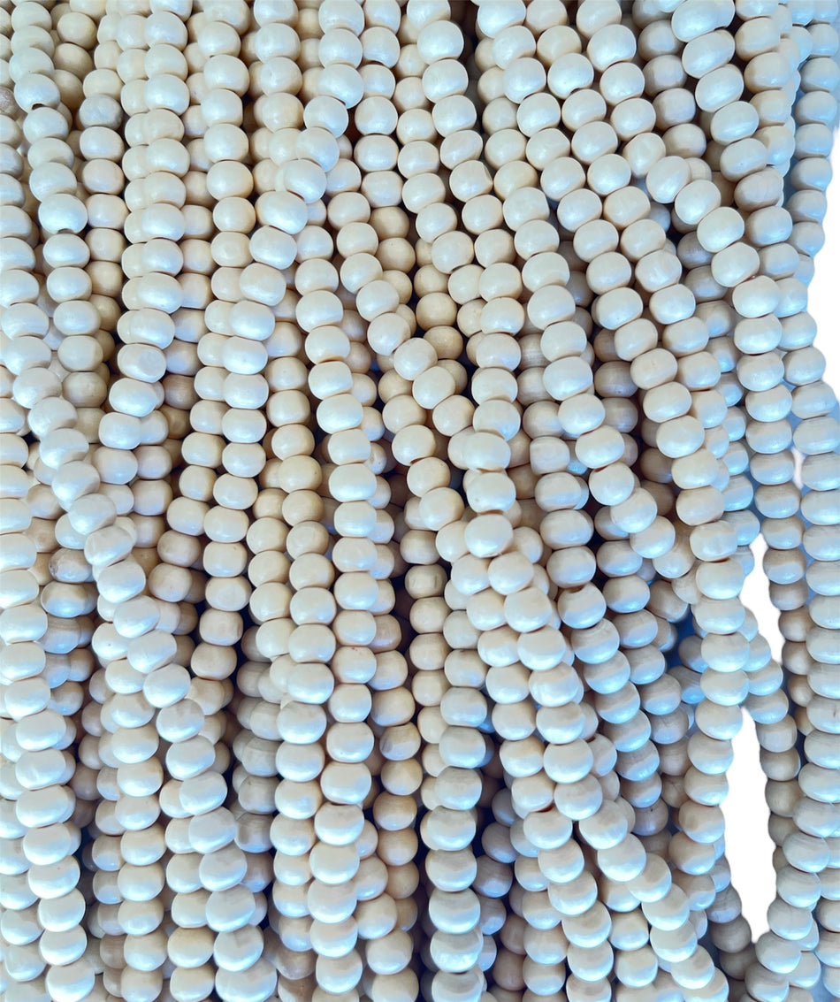 Round White Wood Beads