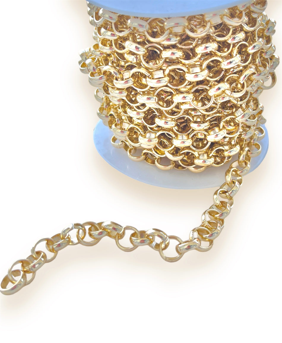 Gold Aluminum Chain 10mm, 1 Yard