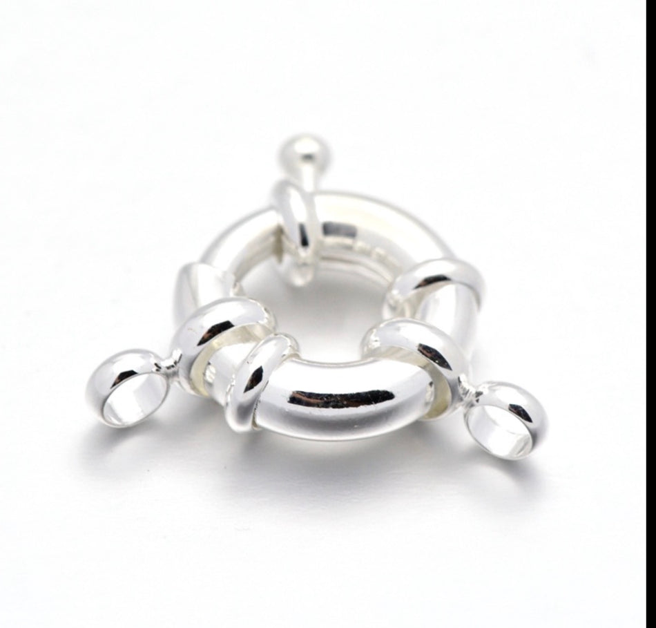 Spring Ring Clasps, 925 Sterling Silver Plated, 13mm 2pcs