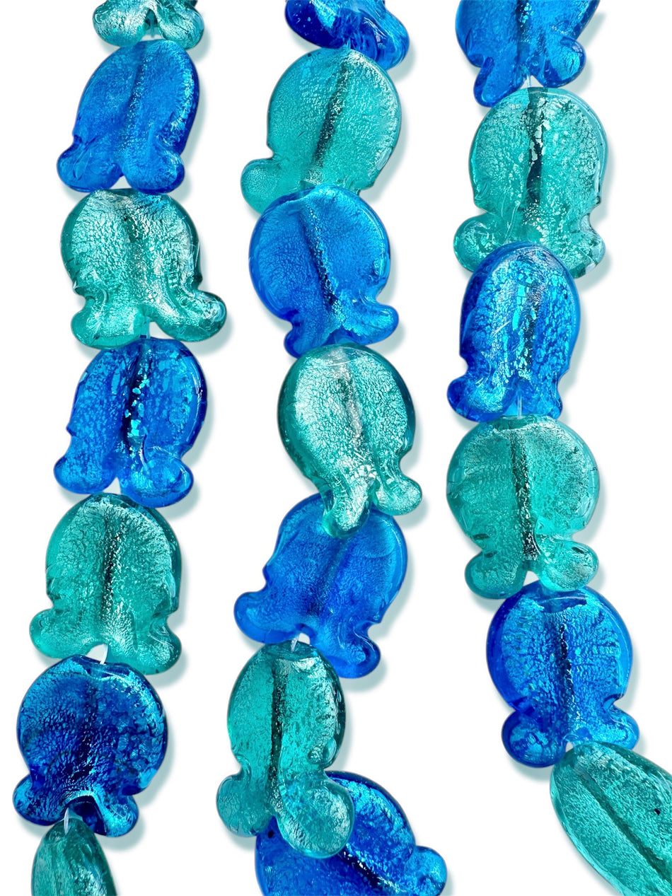 Blue and Turquoise Fish Lampwork Bead 30mm, 1pc