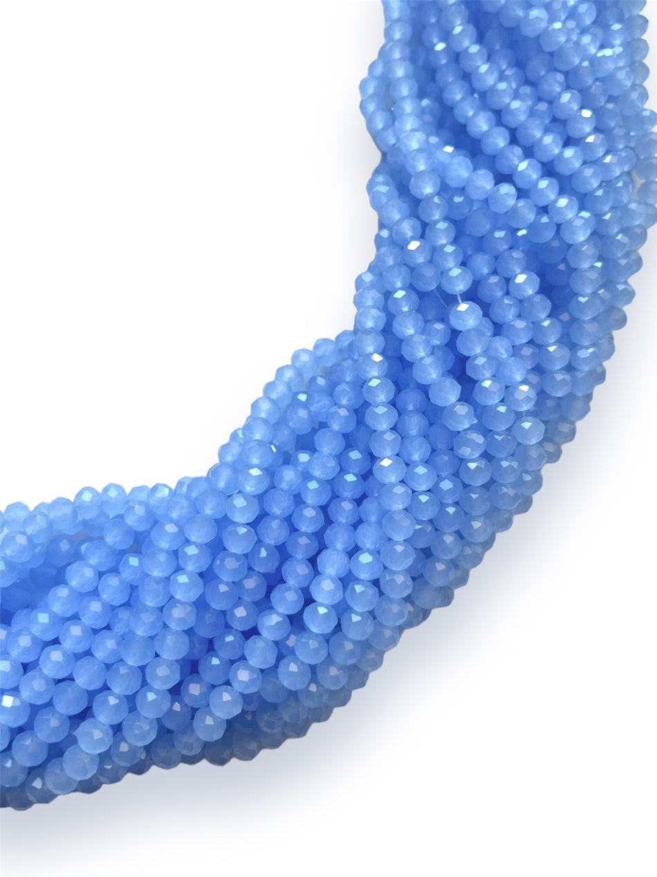 Light Blue Faceted Rondelle Crystal Strand, 6mm