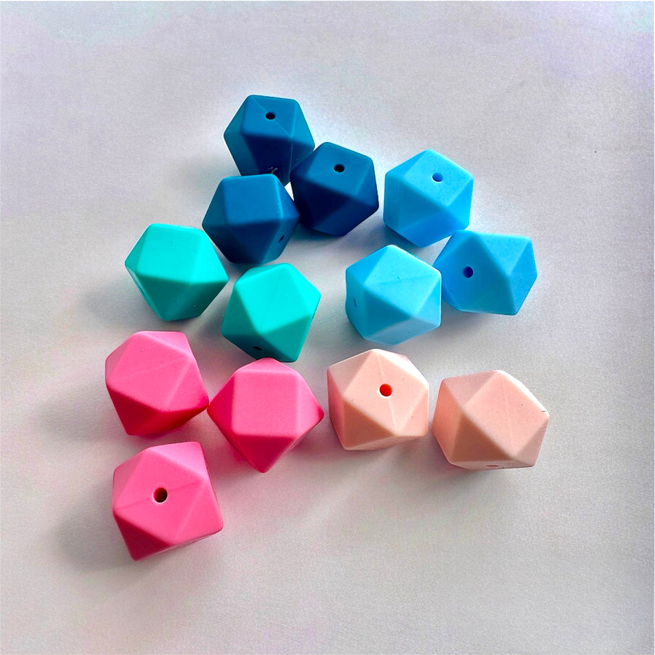 Rubber Polygon Beads 17mm, 10pcs