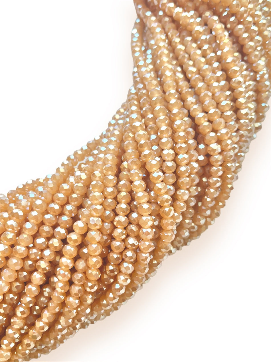 Nude Faceted Rondelle Crystal Strand, 6mm