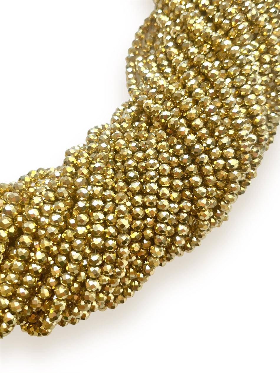 Gold Faceted Rondelle Crystal Strand, 6mm