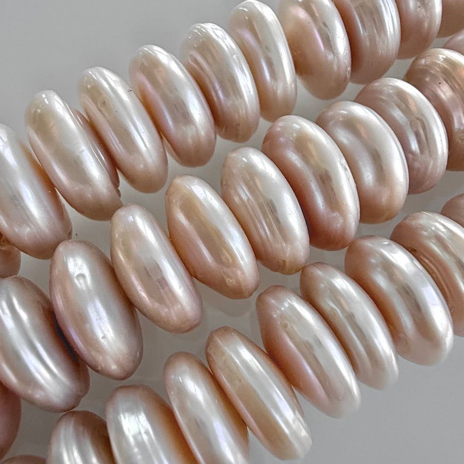 Shell Rondelle Pearl 14mm Strand