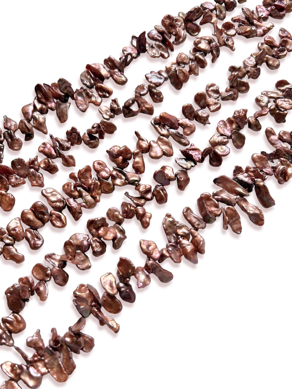 Mauve Top Drilled Freshwater Pearl Strand, 12-16mm