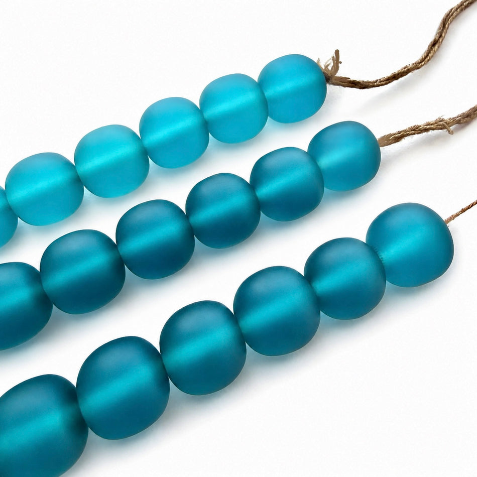 Round Transparent Matte Resin 12mm Bead Strand