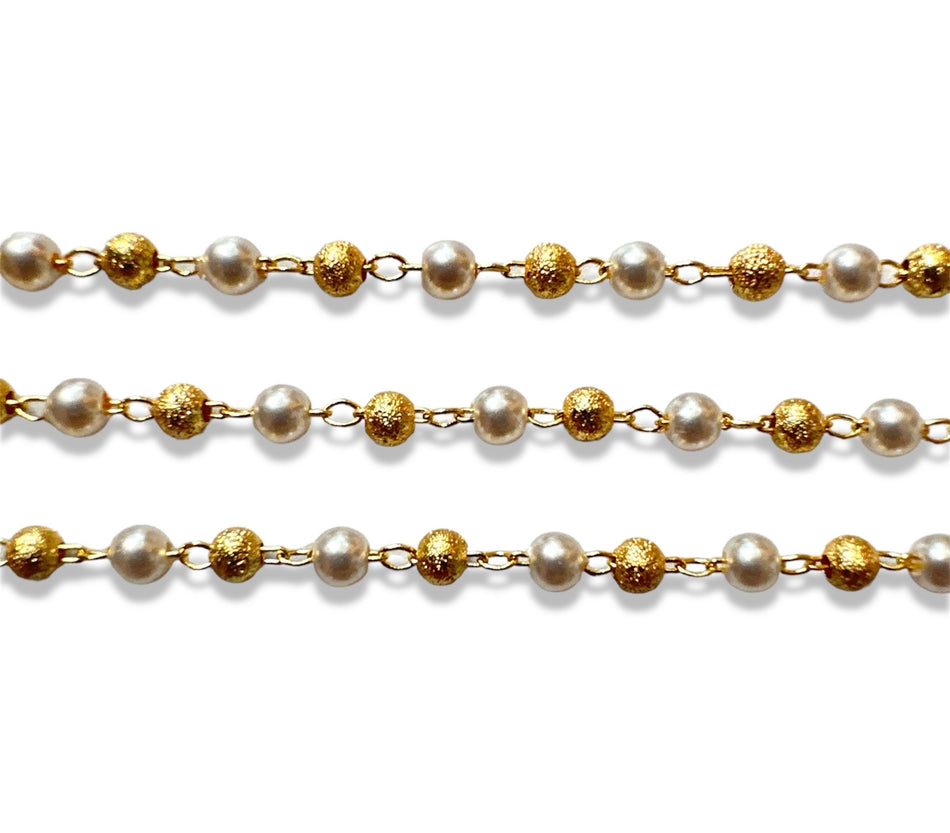 Gold-Filled Chain with Crystal Pearls, 18 inches