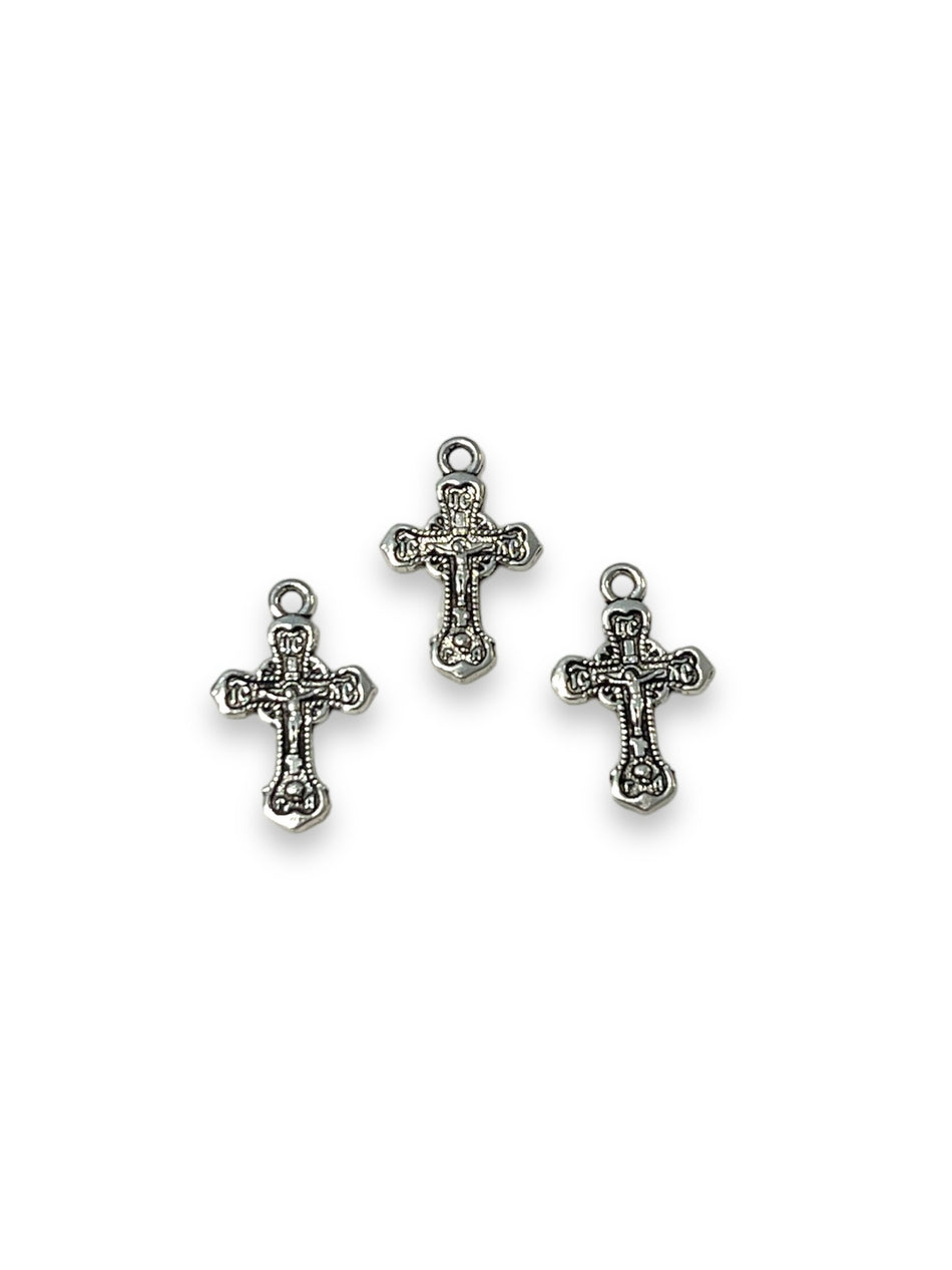 Silver Cross Pendant 18mm, 10pcs