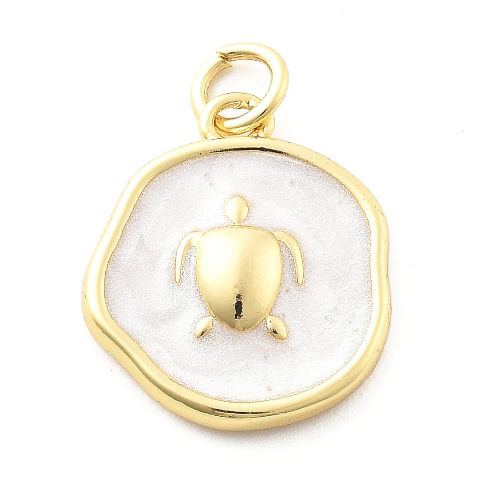 Turtle Glitter Charm Pendant 20mm, 2pcs