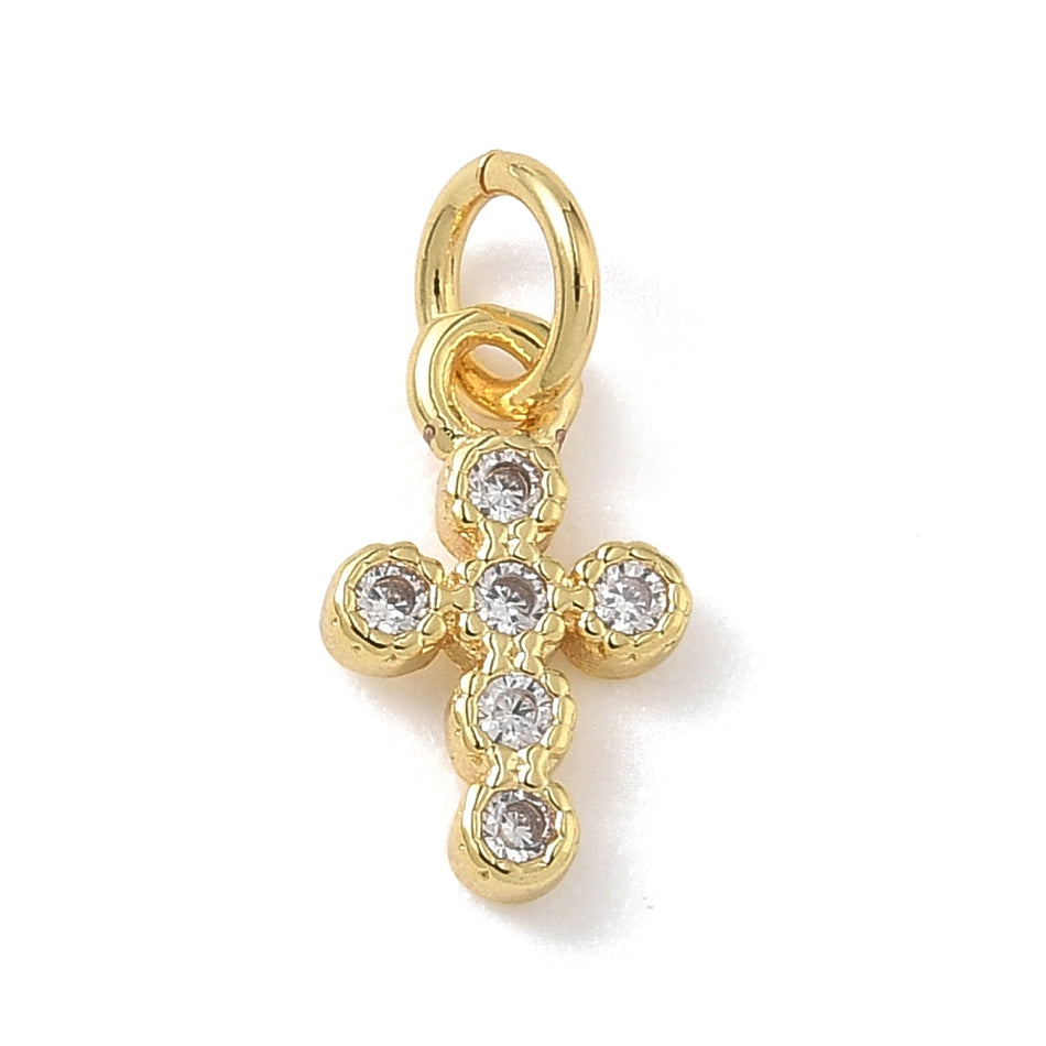 18k Gold-Plated Cross with Zirconia Pendant 12mm, 1pc