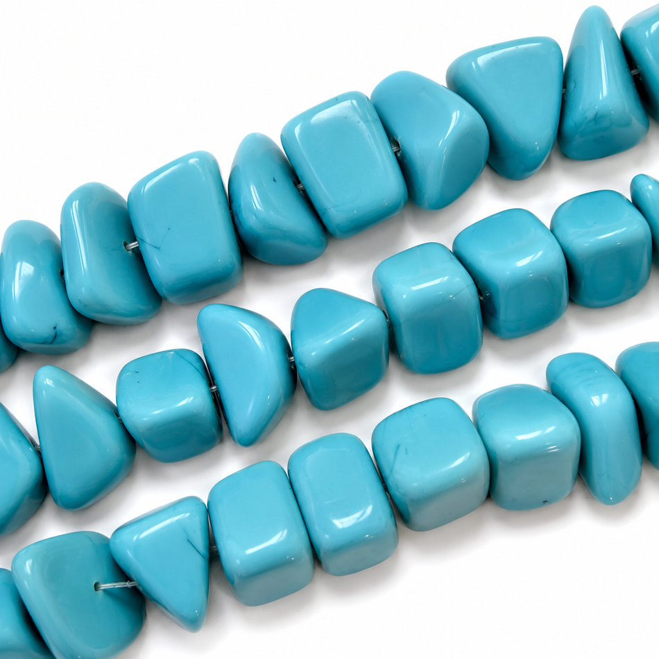 Blue Triangle Magnesite Bead 24mm Strand