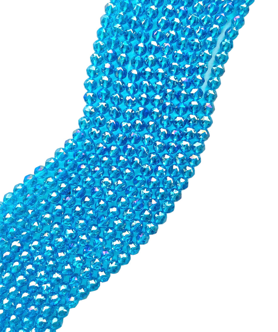 Faceted Round Crystal Turquoise 10mm, Strand