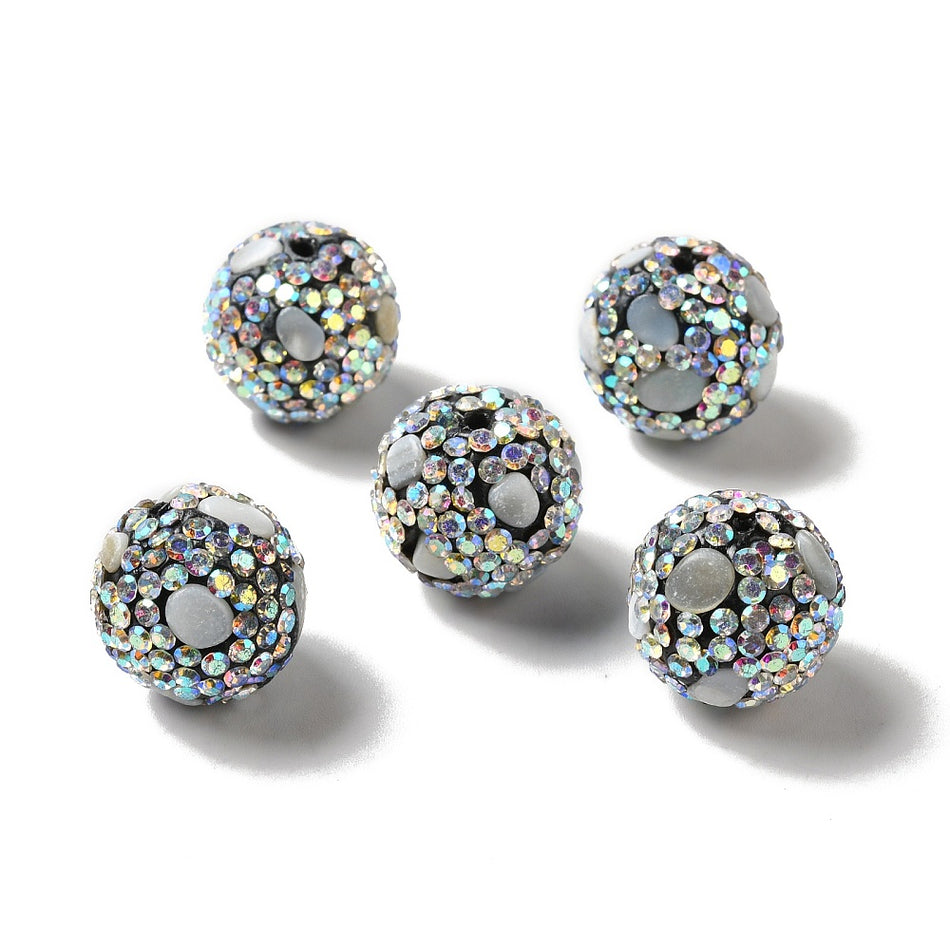 Black Rhinestone Beads, 16mm