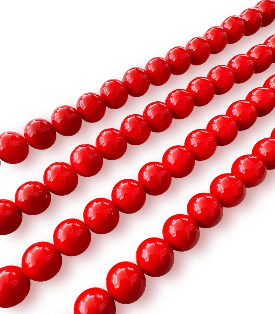 Round Crystal Red Beads, 8mm