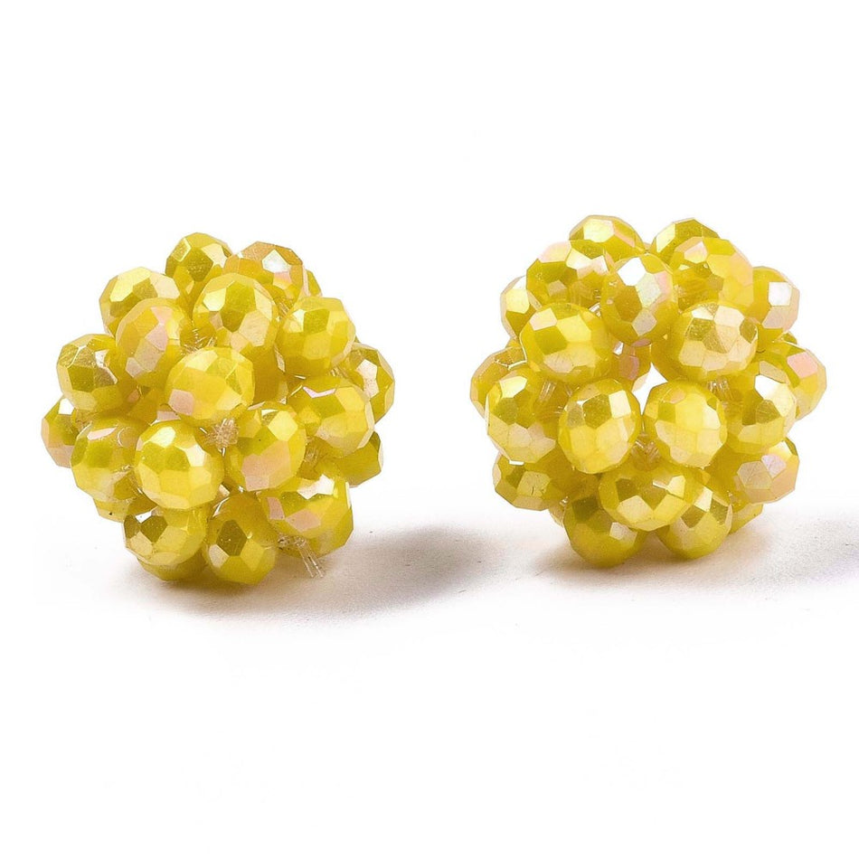 Round Bead Focal, Yellow 2Pcs