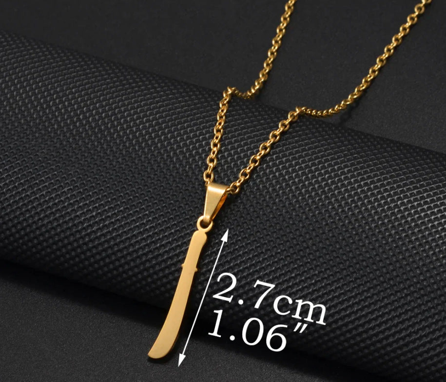 Stainless Steel Gold Necklace with Puerto Rico Machete Pendant 18 inches, 1pc