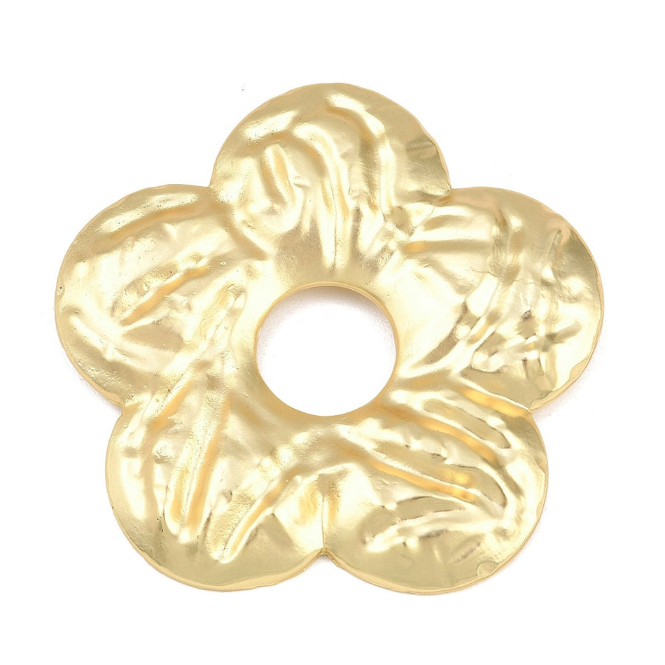 Matte Gold Plated, Flower Pendant, 75mm, 1pc
