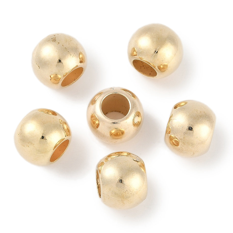Acrylic Large Hole Gold Spacer Bead 14mm, 20pcs