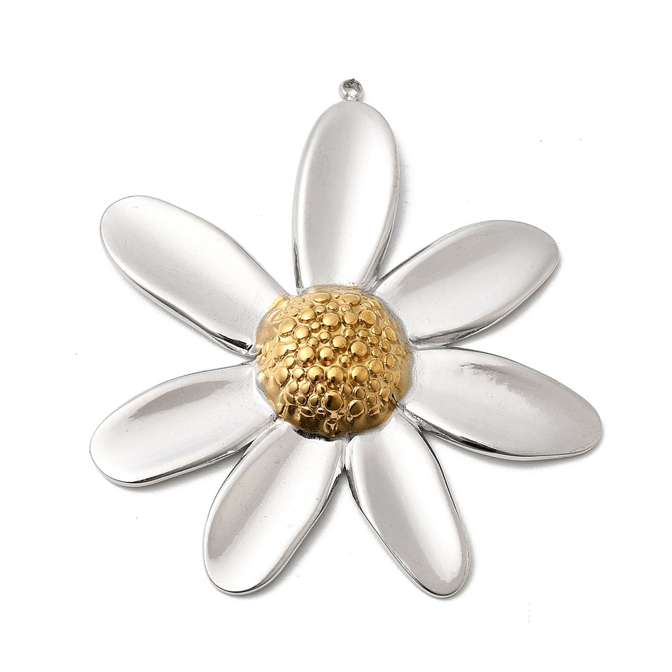 Stainless Steel Flower Pendants, 52mm, 1pc