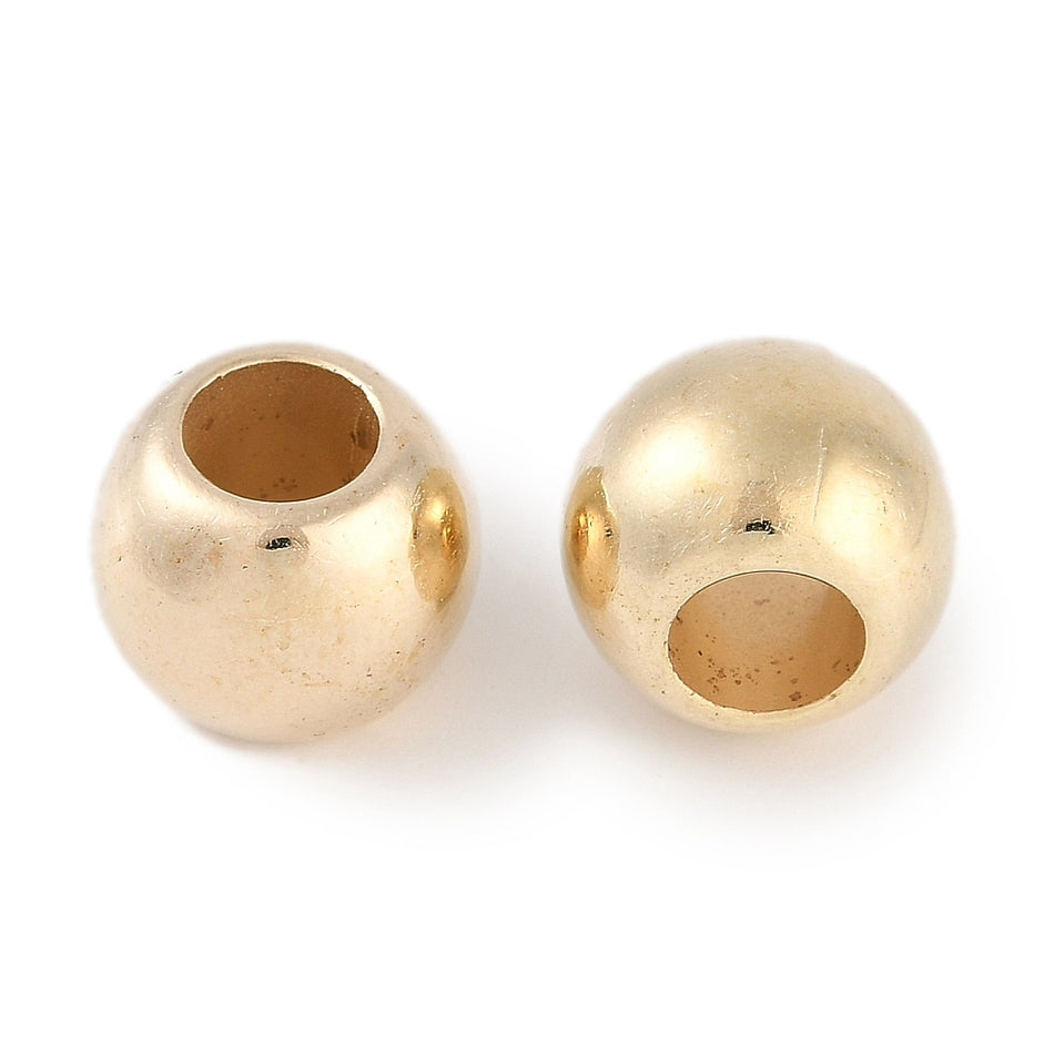 Acrylic Large Hole Gold Spacer Bead 14mm, 20pcs