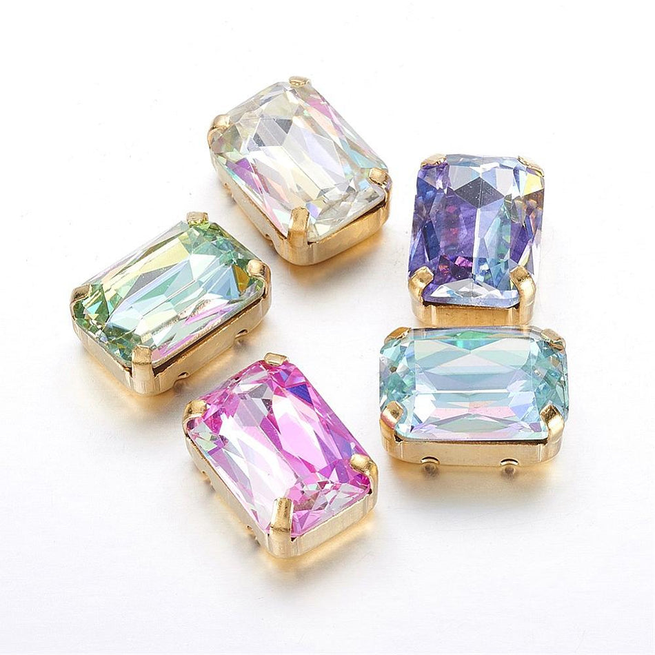 Mixed Color Rectangular Rhinestone, 2pcs