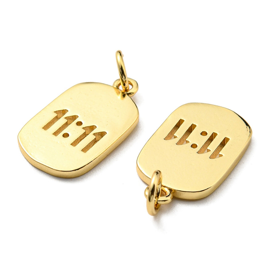 Gold-Filled 11:11 Pendant, 18mm, 2pcs