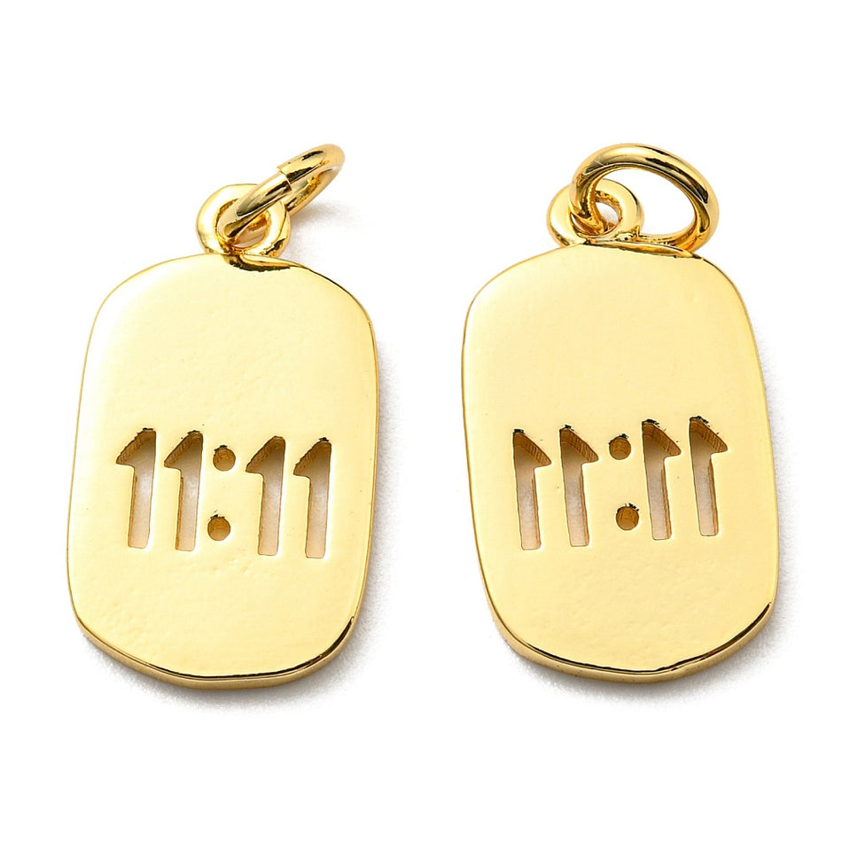 Gold-Filled 11:11 Pendant, 18mm, 2pcs