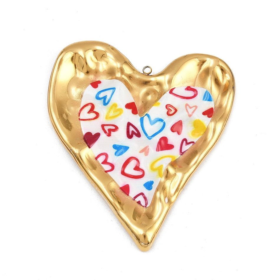 Stainless Steel Pendant, Heart, 71.5mm