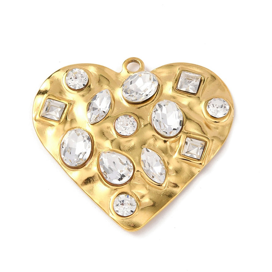 Stainless Steel Cubic Zirconia Pendants, 1pc