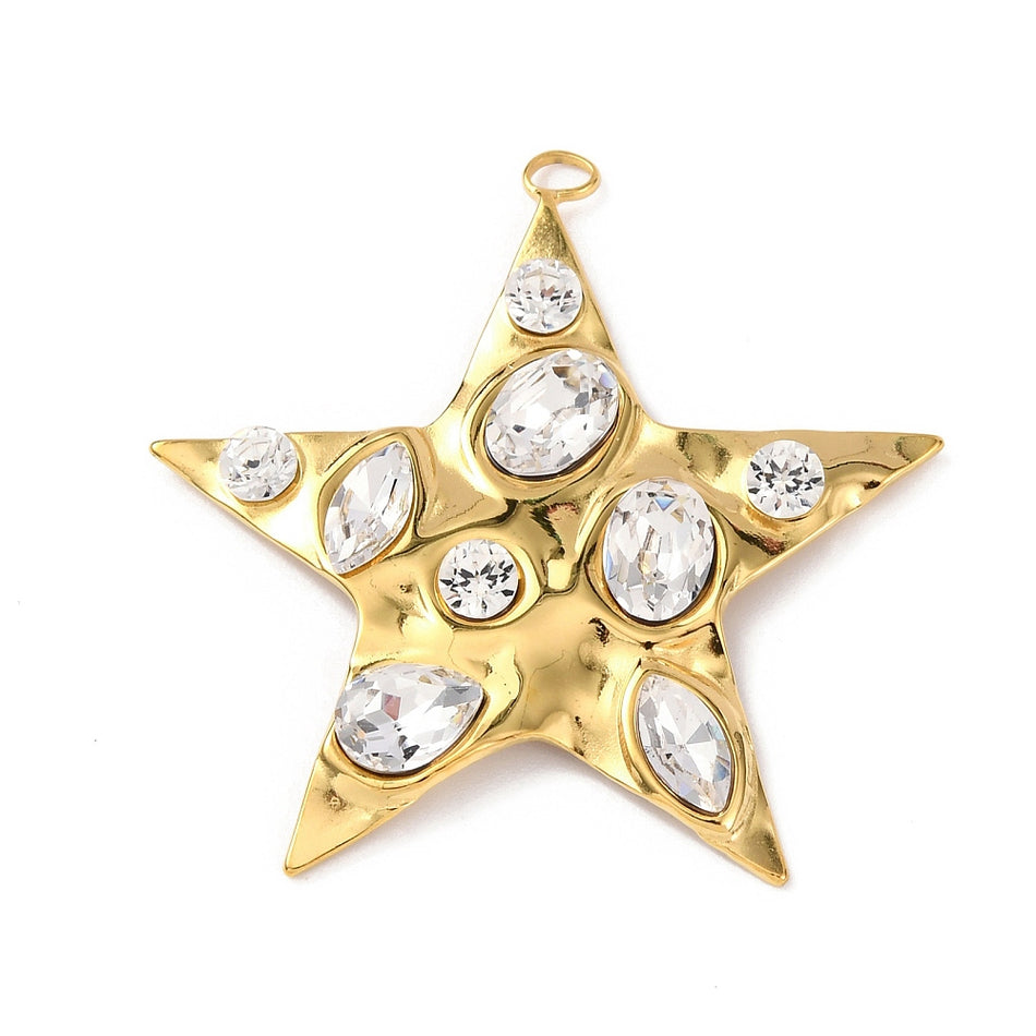 Stainless Steel Cubic Zirconia Pendants, 1pc