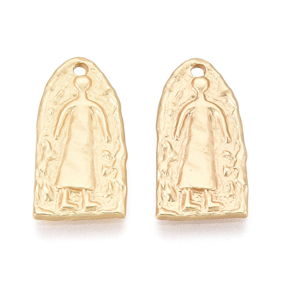 Gold-Filled Matte Monge Pendants, 20mm, 4PCS