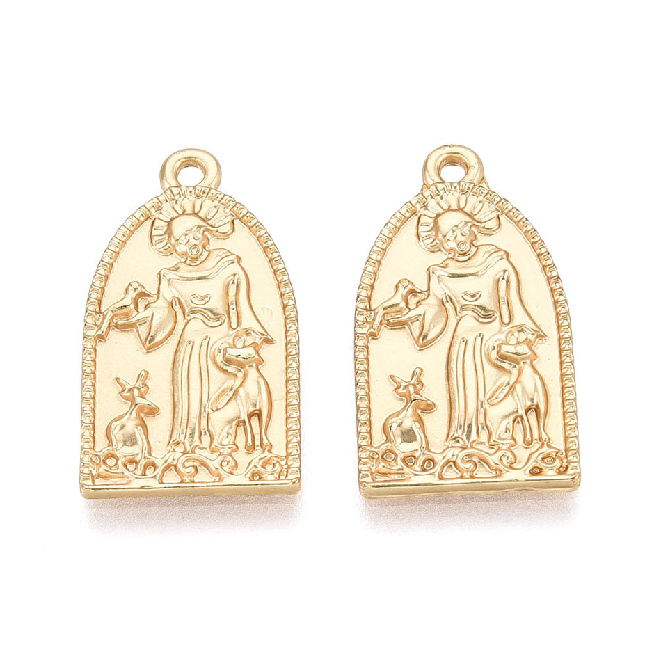 Gold-Filled Matte San Francis pendants, 2pcs