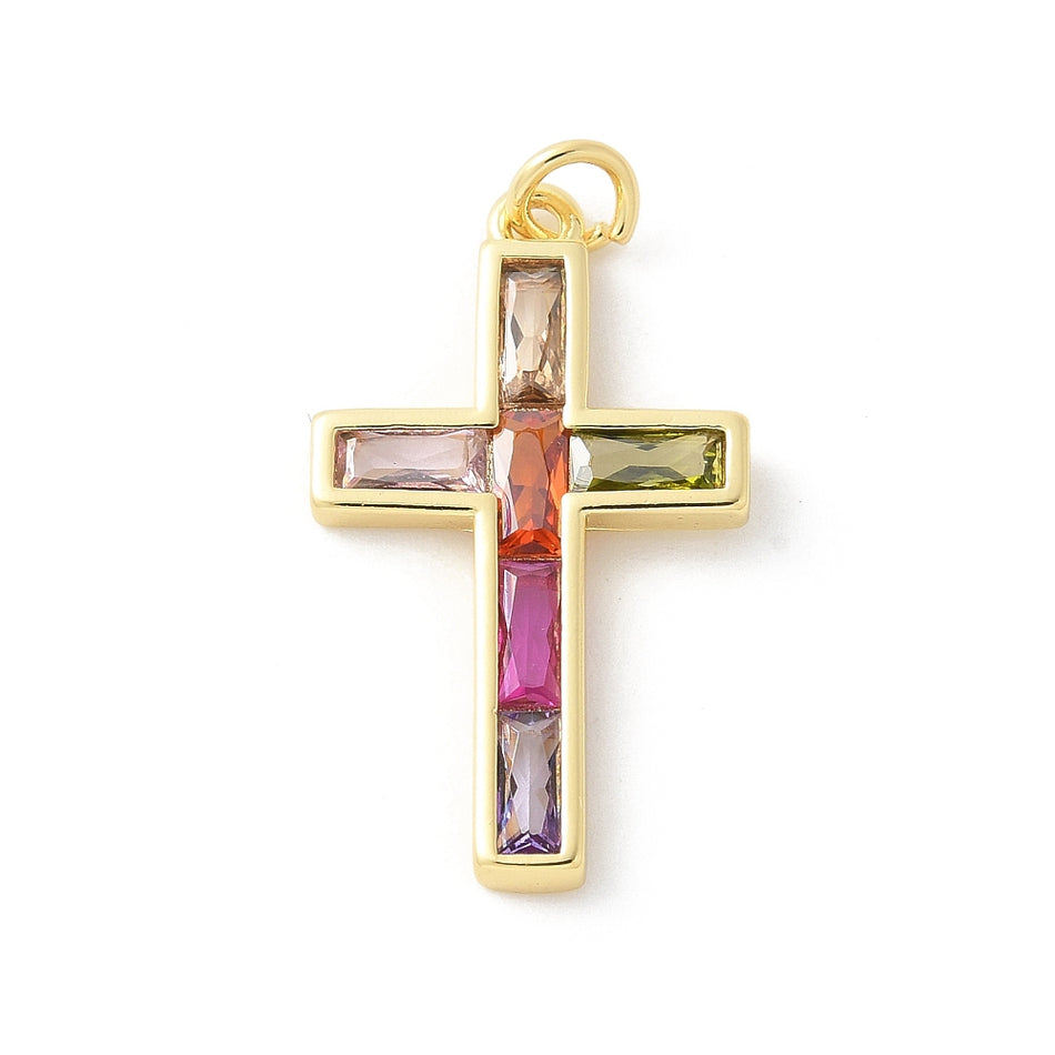 Gold-Filled Zirconia Cross, 24mm,1pc