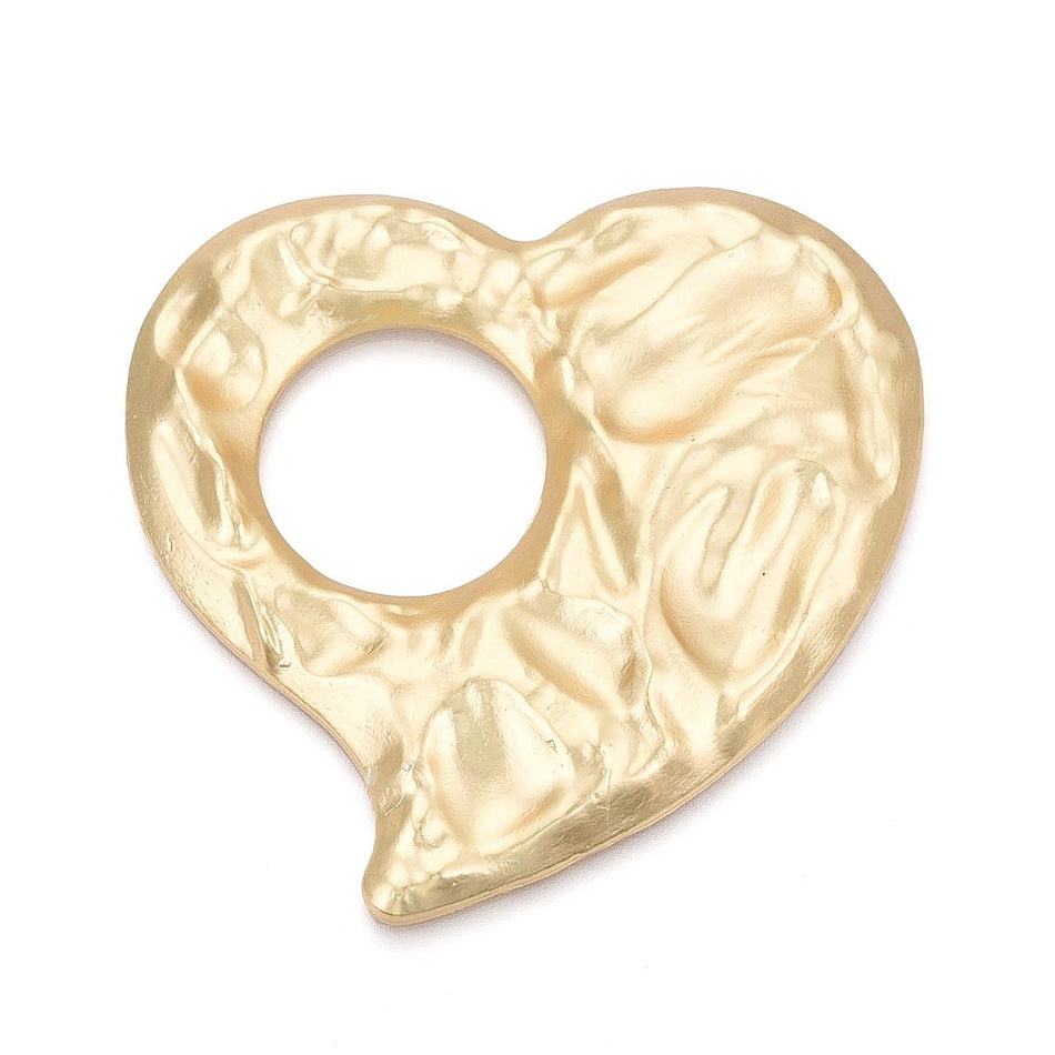 Gold-Filled Matte Heart Pendant, 76mm, 1pc