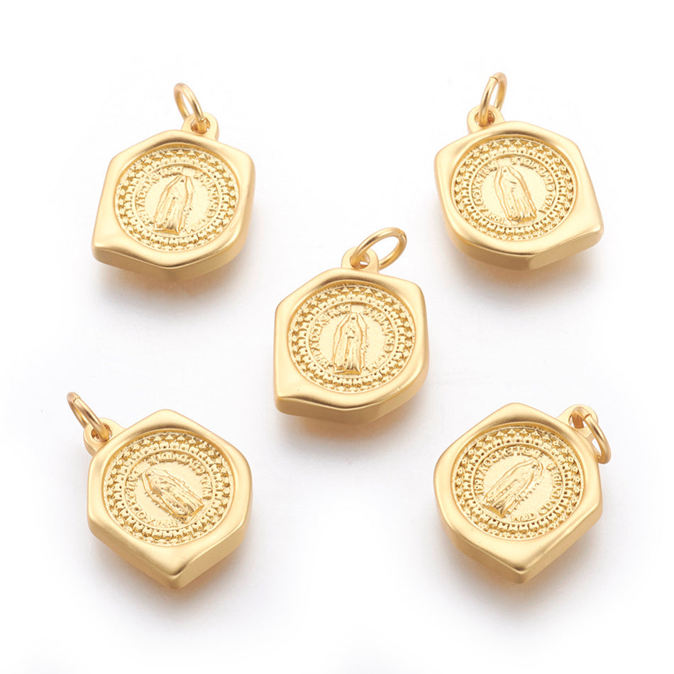 Gold-Filled Matte Pendant, 16mm, 1pc