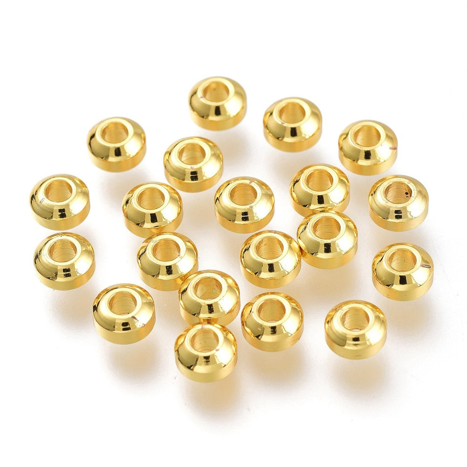 Brass Spacer Beads, Long-Lasting Plated, Textured, 5mm, 50pcs