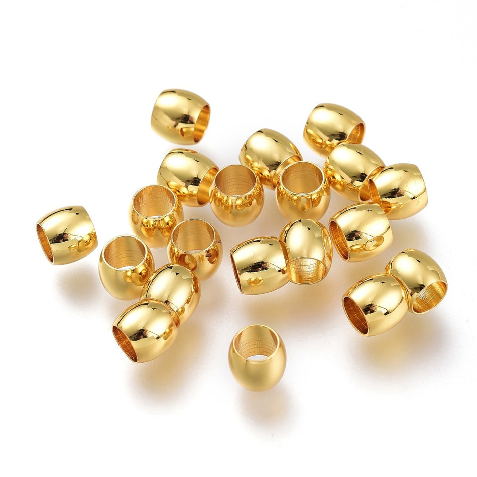 Gold-Filled Large Hole Spacer Beads, Long-Lasting Plated,5mm, 4mm Hole, 10pcs