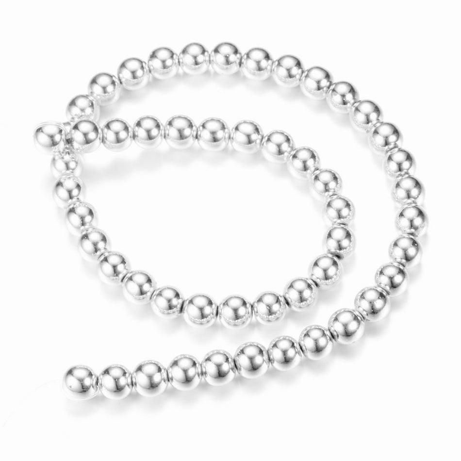 Hematite Silver Round Strand, 8mm