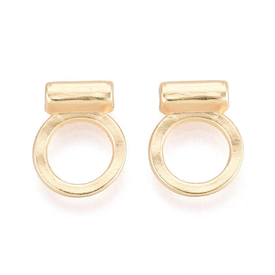 Charms, Ring, Matte Gold Color, 11mm wide, 14mm long, 4PCS